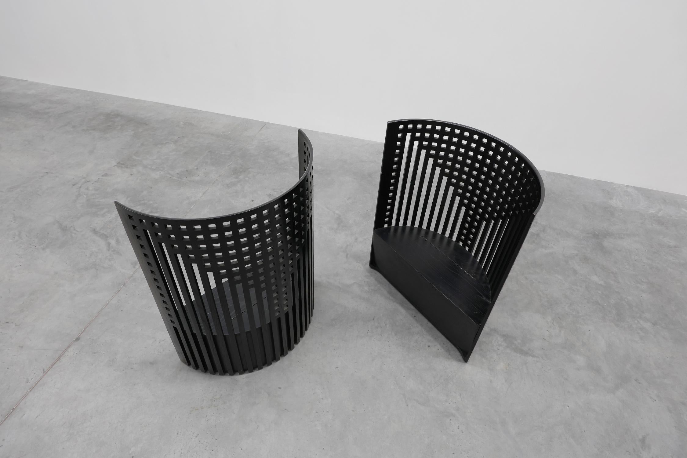 Paire de chaises Mackintosh Willow noires par Atelier International, Italie 1980 en vente 9