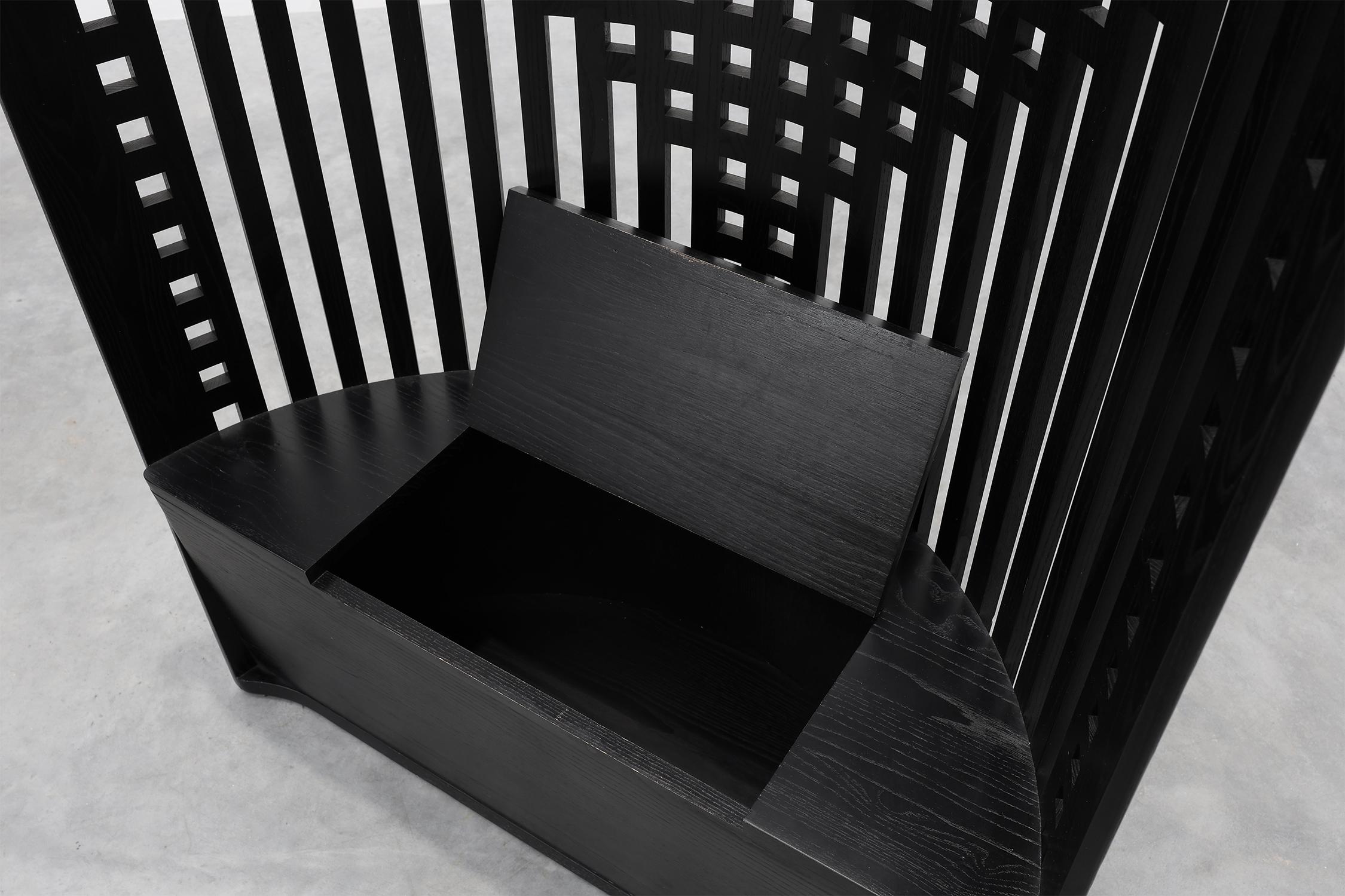 Paire de chaises Mackintosh Willow noires par Atelier International, Italie 1980 Bon état - En vente à Meulebeke, BE