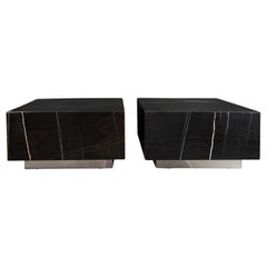 Pair of Black Marble Cocktail Table