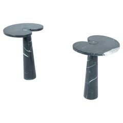 Paire de tables console en marbre noir Model No Eros par Angelo Mangiarotti