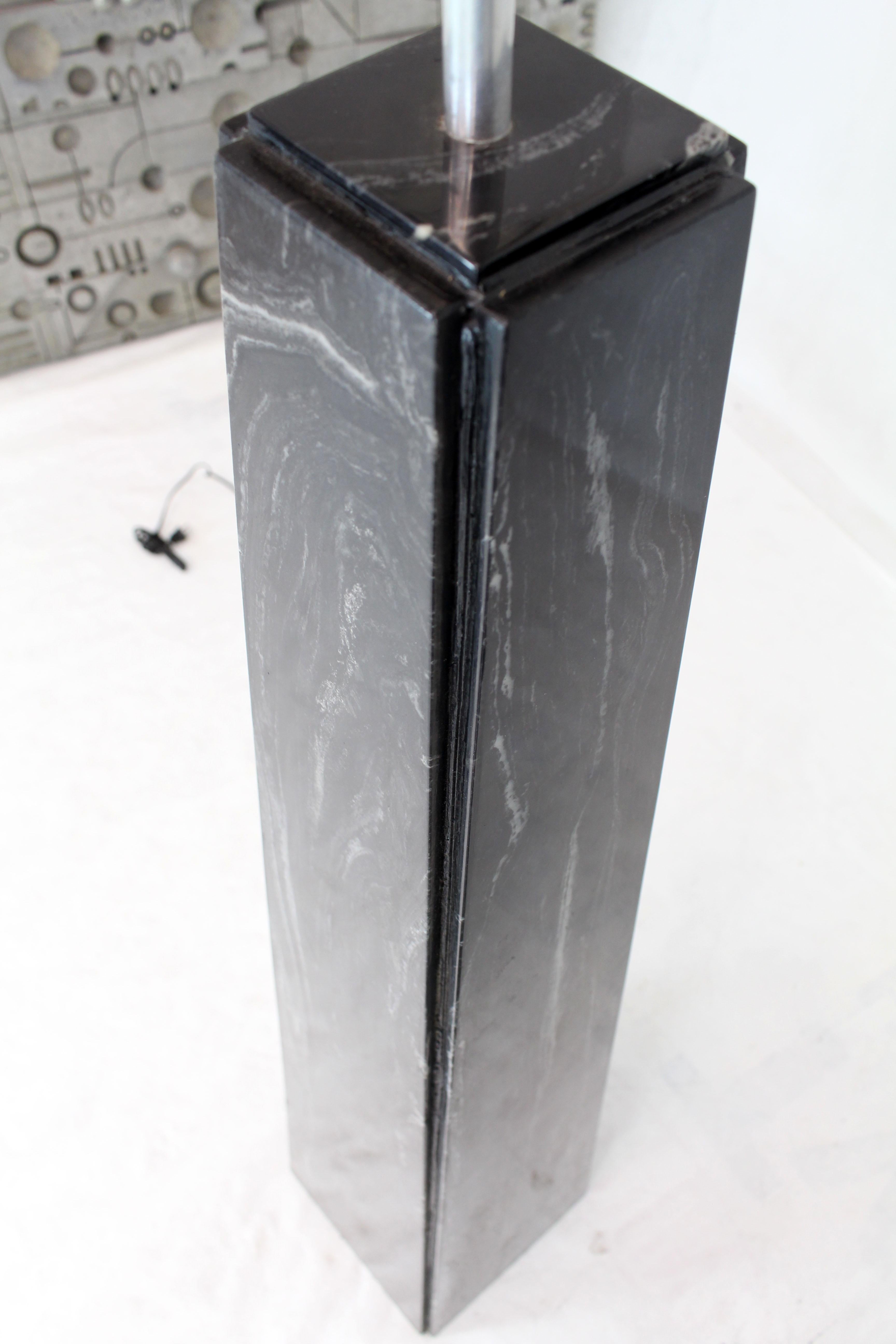 American Pair of Black Marble Obelisk Shape Floor Lamps For Sale