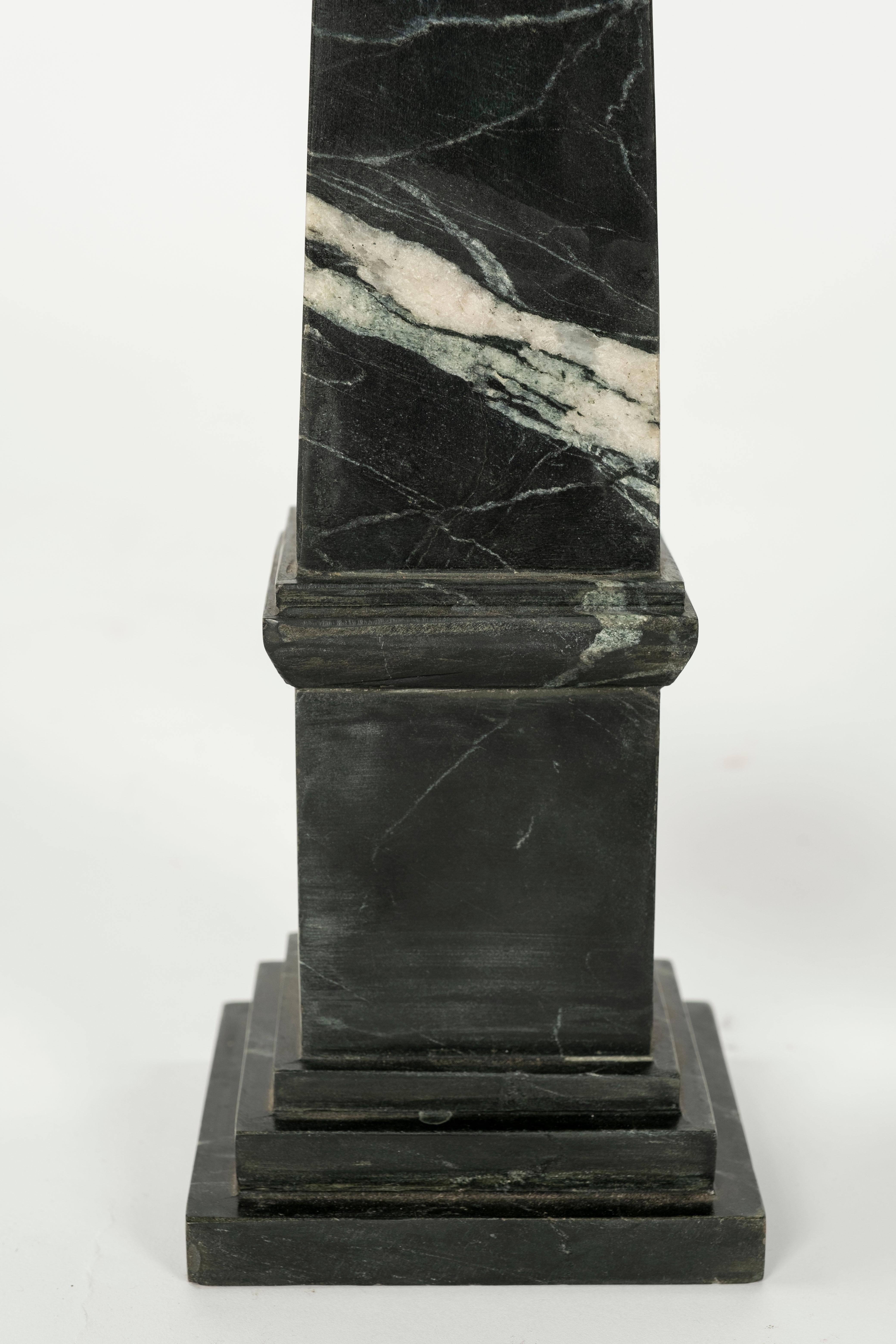 Pair of Black Marble Obelisks For Sale 2