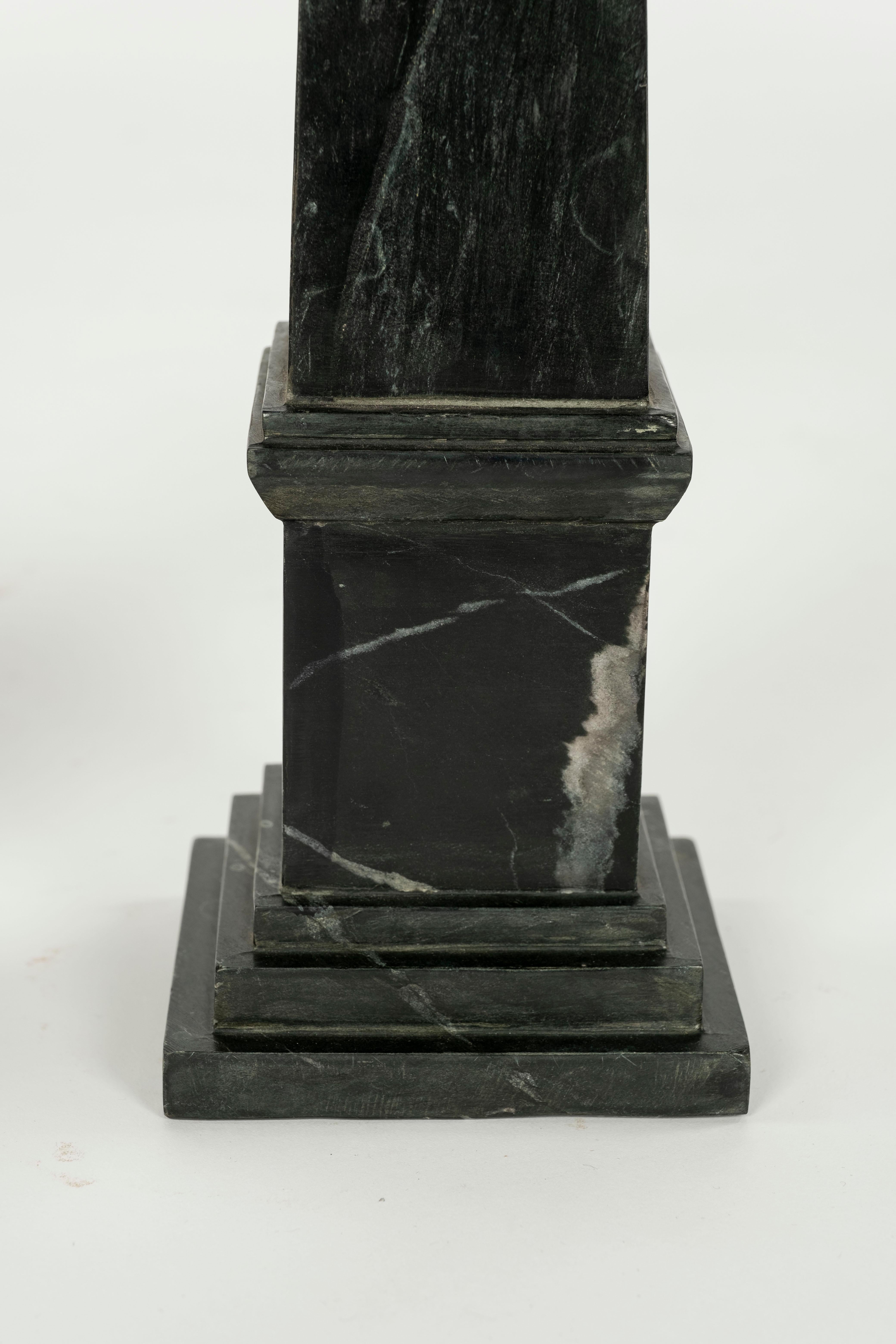 Pair of Black Marble Obelisks For Sale 4