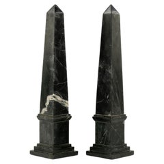 Used Pair of Black Marble Obelisks