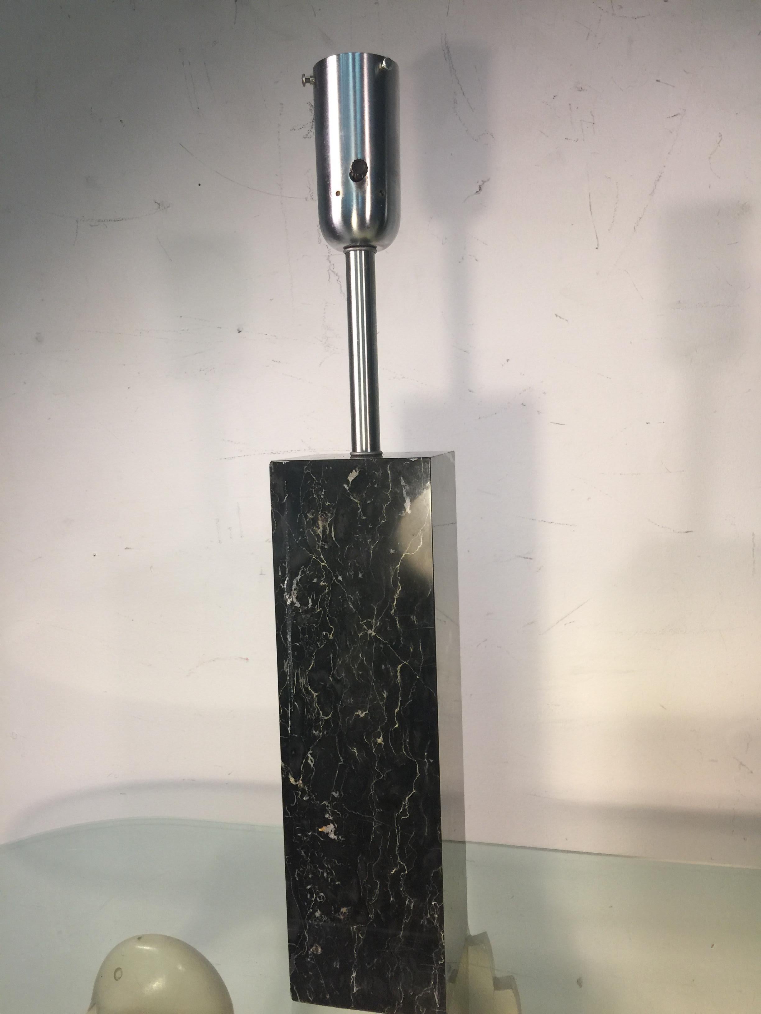 American Pair of Rectangular Black Marble Lamps Designed by Nessen Lamps For Sale