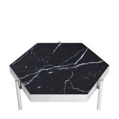 Pair of  Black Marble Staineless Steel Side Hexagonal Tables