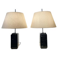 Retro Pair of Black Marble Table Lamps by Florence Knoll, US ca. 1960s