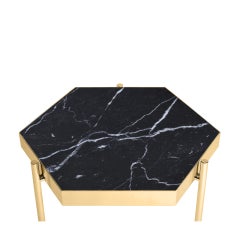 Pair of Black Marble Titanium Gold Side Tables