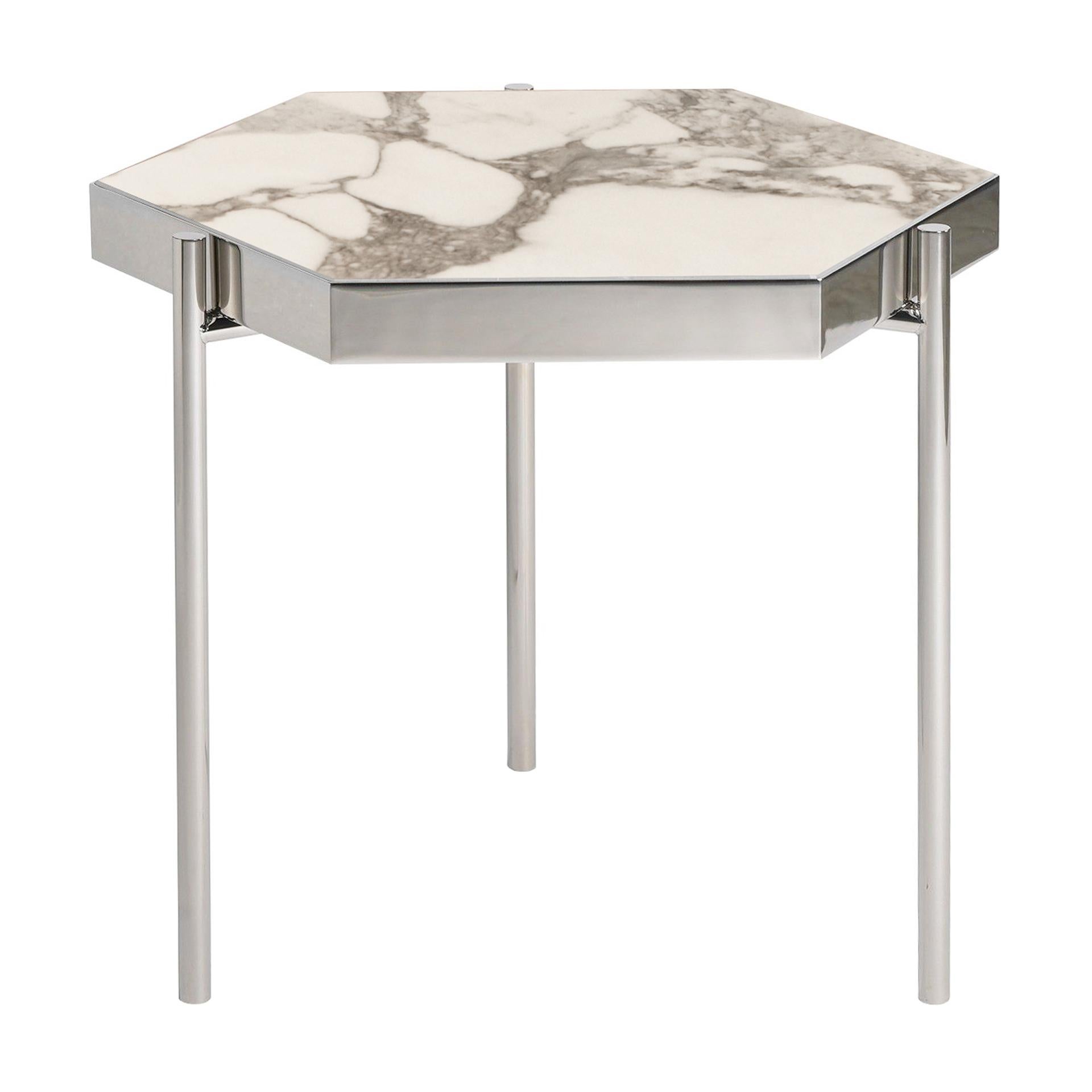 Pair of Black Marble Titanium Gold Side Tables For Sale 1