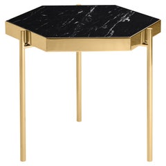 Pair of Black Marble Titanium Gold Side Tables