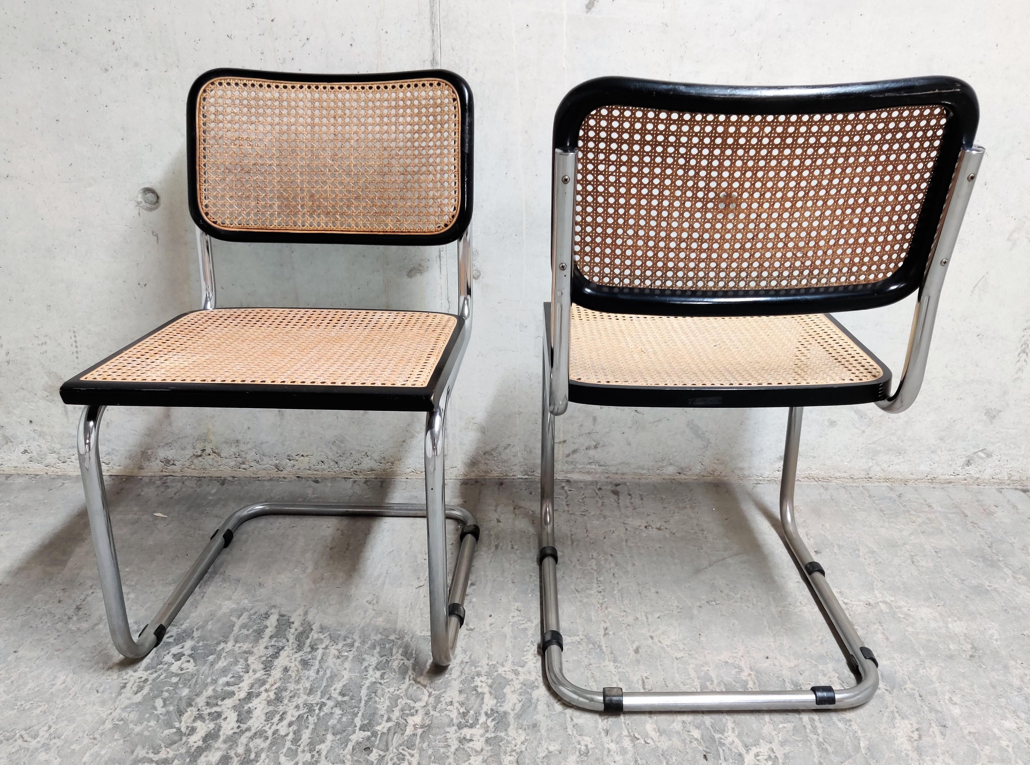 Bauhaus Pair of Black Marcel Breuer Cesca Chairs