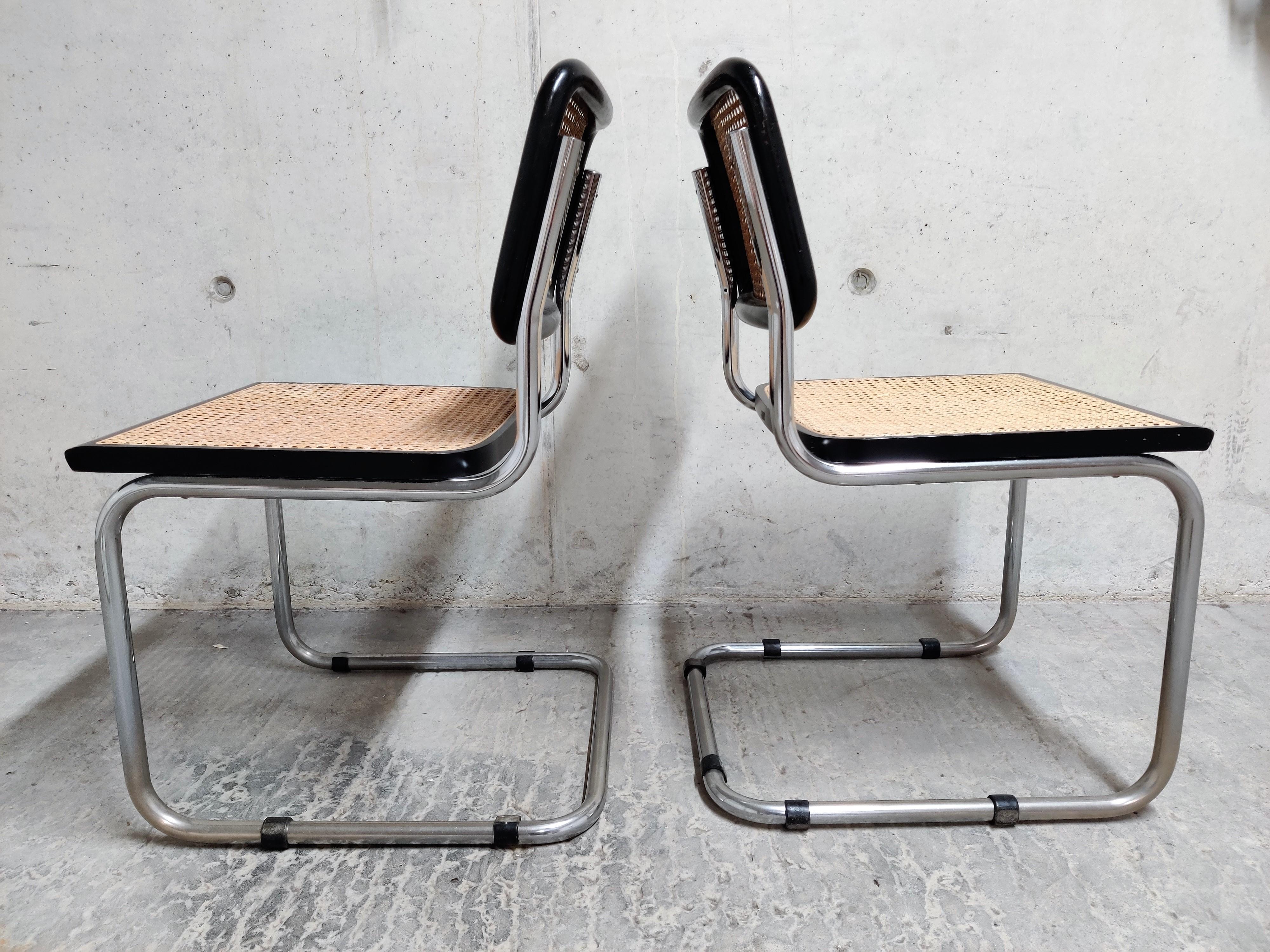 Italian Pair of Black Marcel Breuer Cesca Chairs