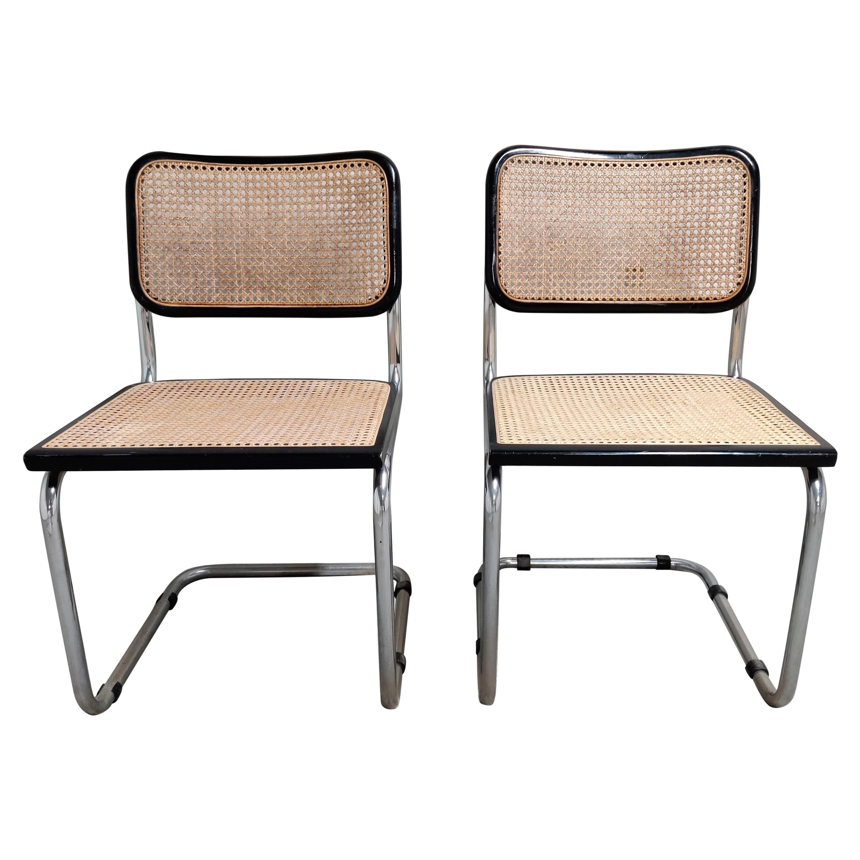 Pair of Black Marcel Breuer Cesca Chairs