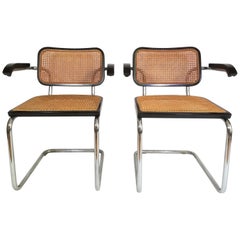 Pair of Black Marcel Breuer Cesca Chairs, Italy