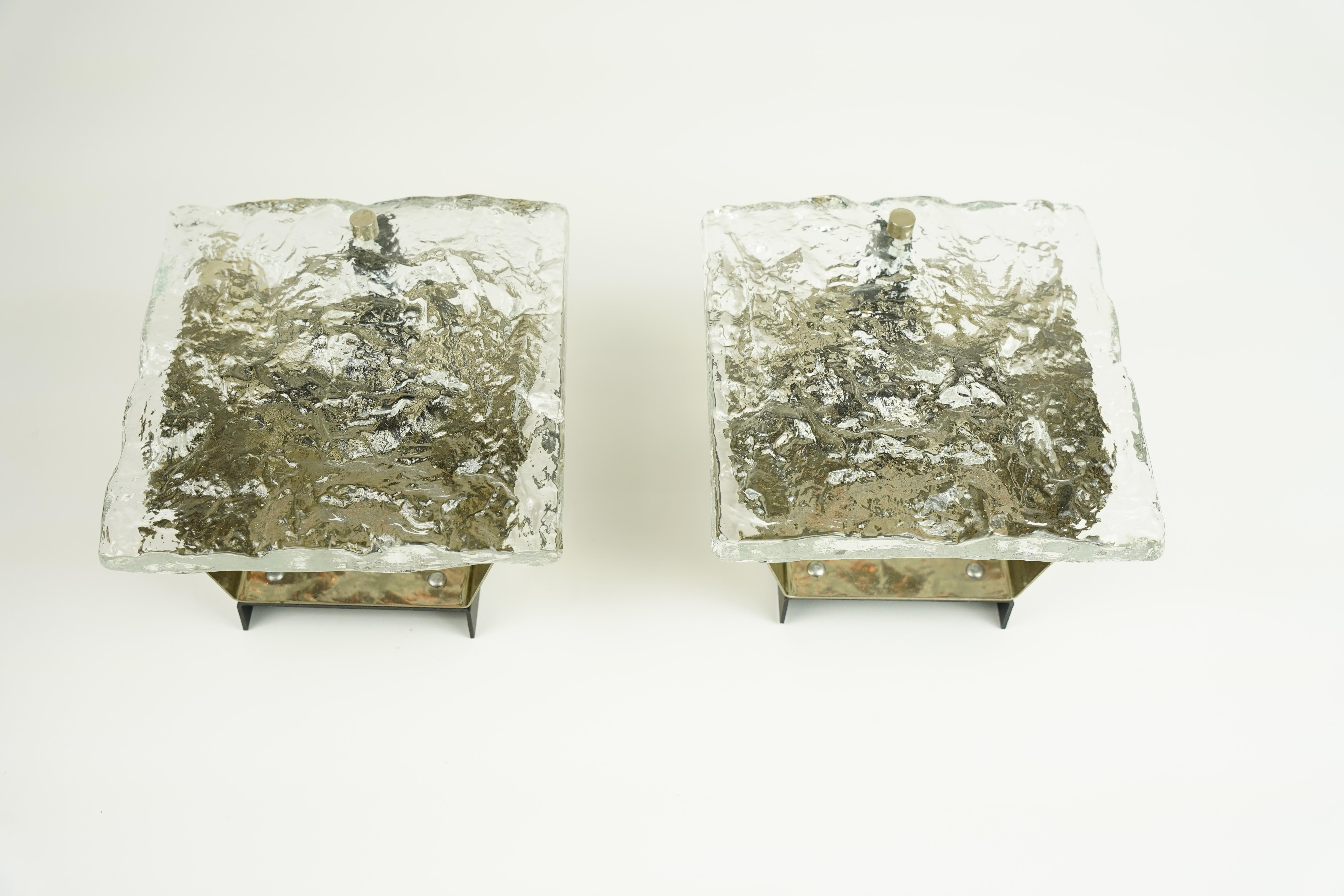 Austrian Pair of black metal and chrome Kalmar sconces, Austria 1960 For Sale