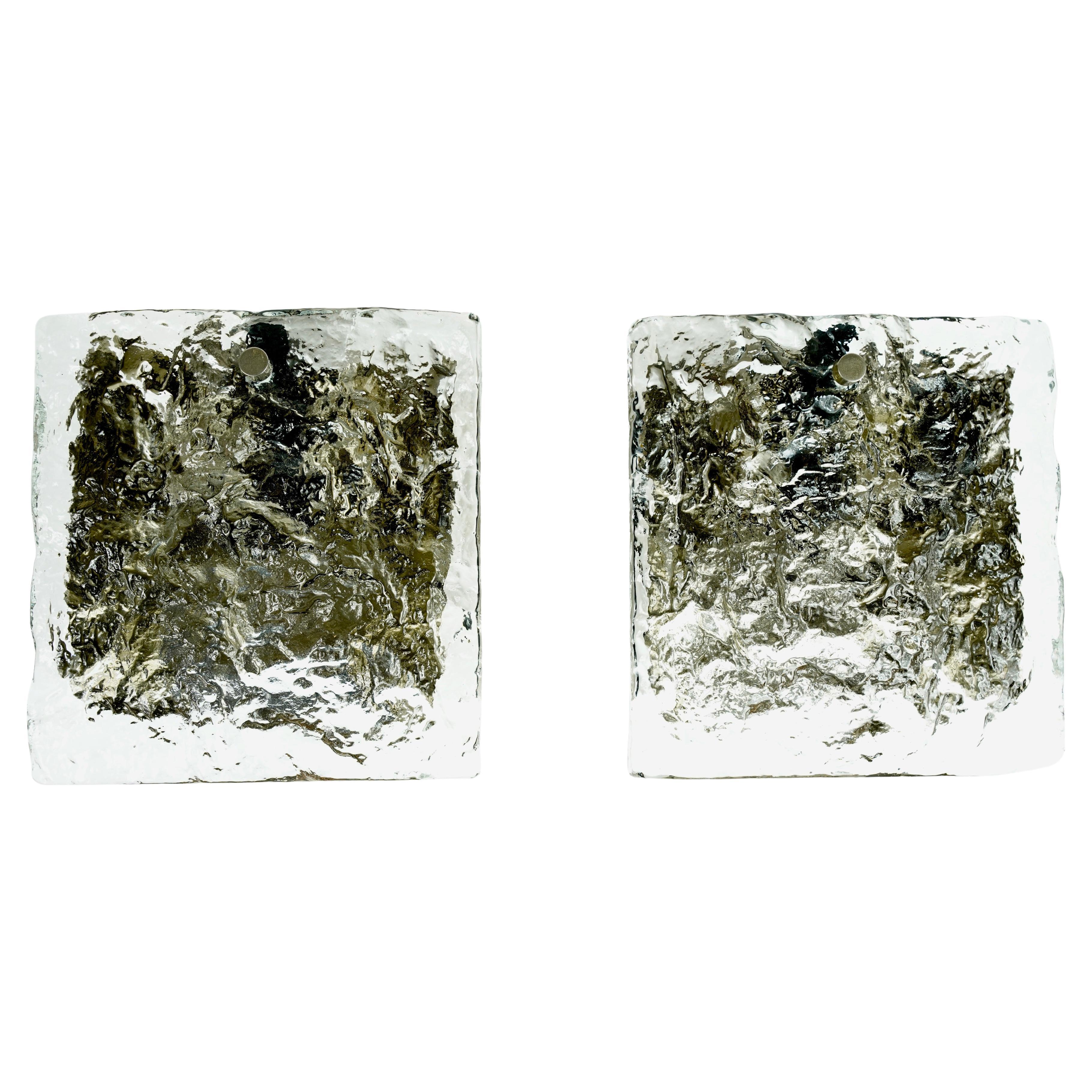 Pair of black metal and chrome Kalmar sconces, Austria 1960 For Sale