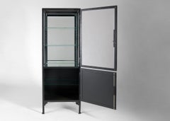 Pair of Black Metal and Glass Vitrines, 21st century