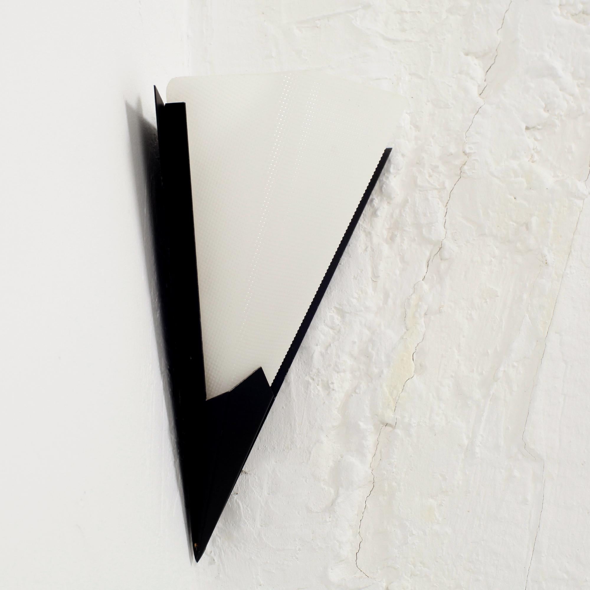 Lacquered Pair of Black Metal French Wall Lights By Disderot  France 1960 For Sale