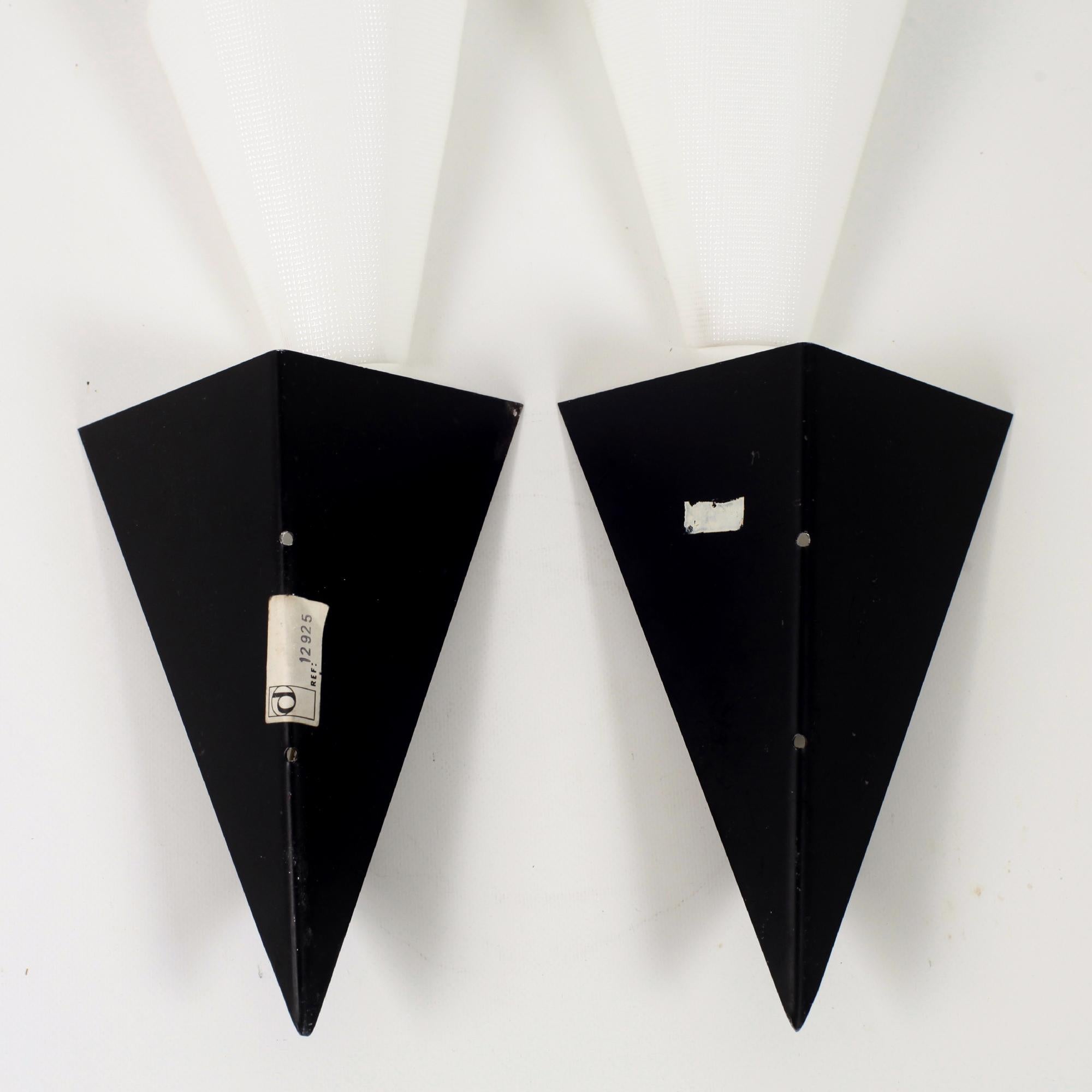 Pair of Black Metal French Wall Lights By Disderot  France 1960 For Sale 1
