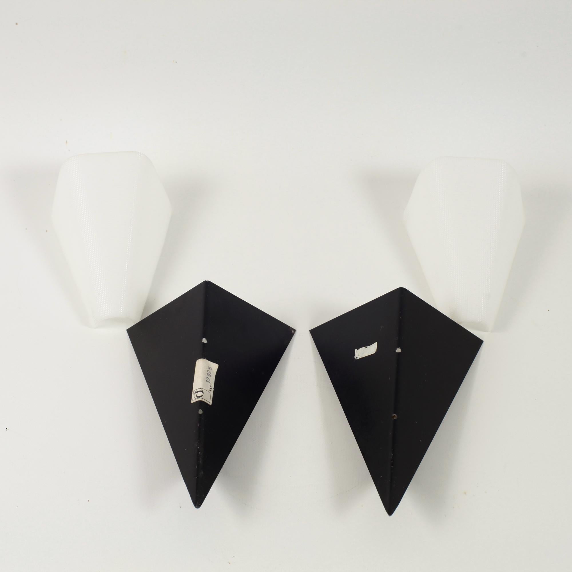 Pair of Black Metal French Wall Lights By Disderot  France 1960 For Sale 2