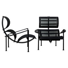 Pair of Black Metal "Signora Chan" Armchairs by Carlo Forcolini, Alias, 1989