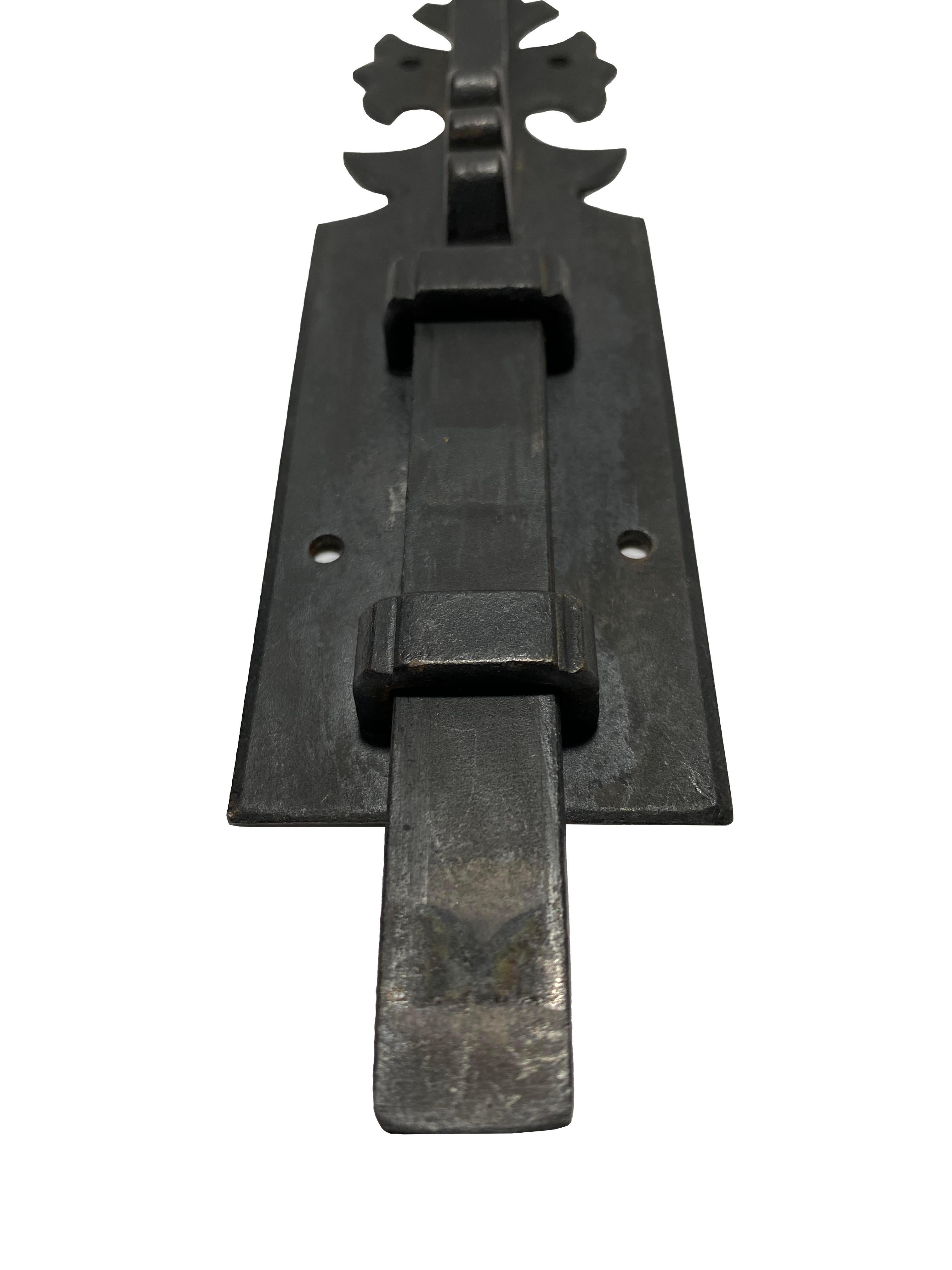 Acciaio Coppia di chiusure per cancelli a catenaccio scorrevoli in metallo nero in vendita