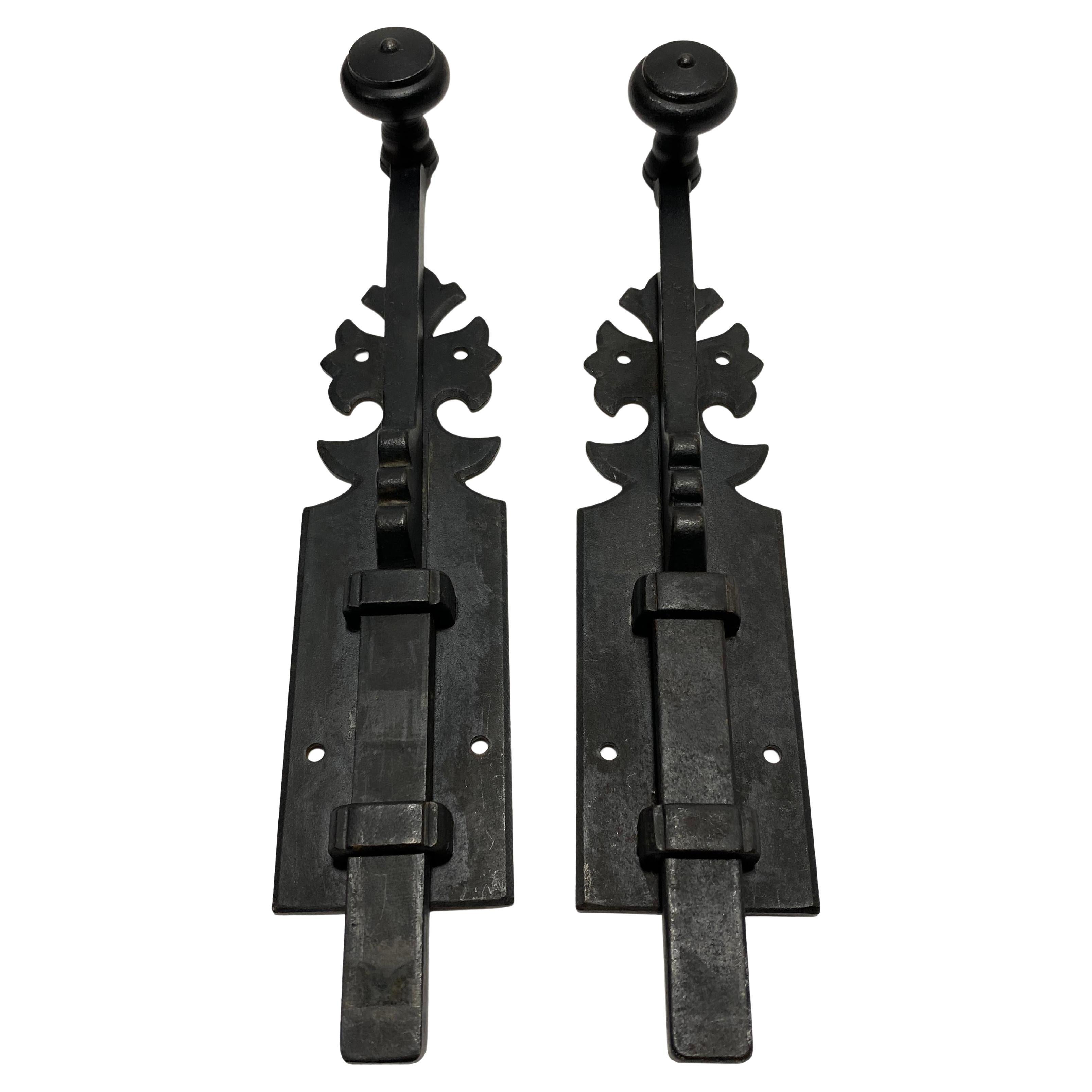 Pair of Black Metal Sliding Bolt Gate Latches