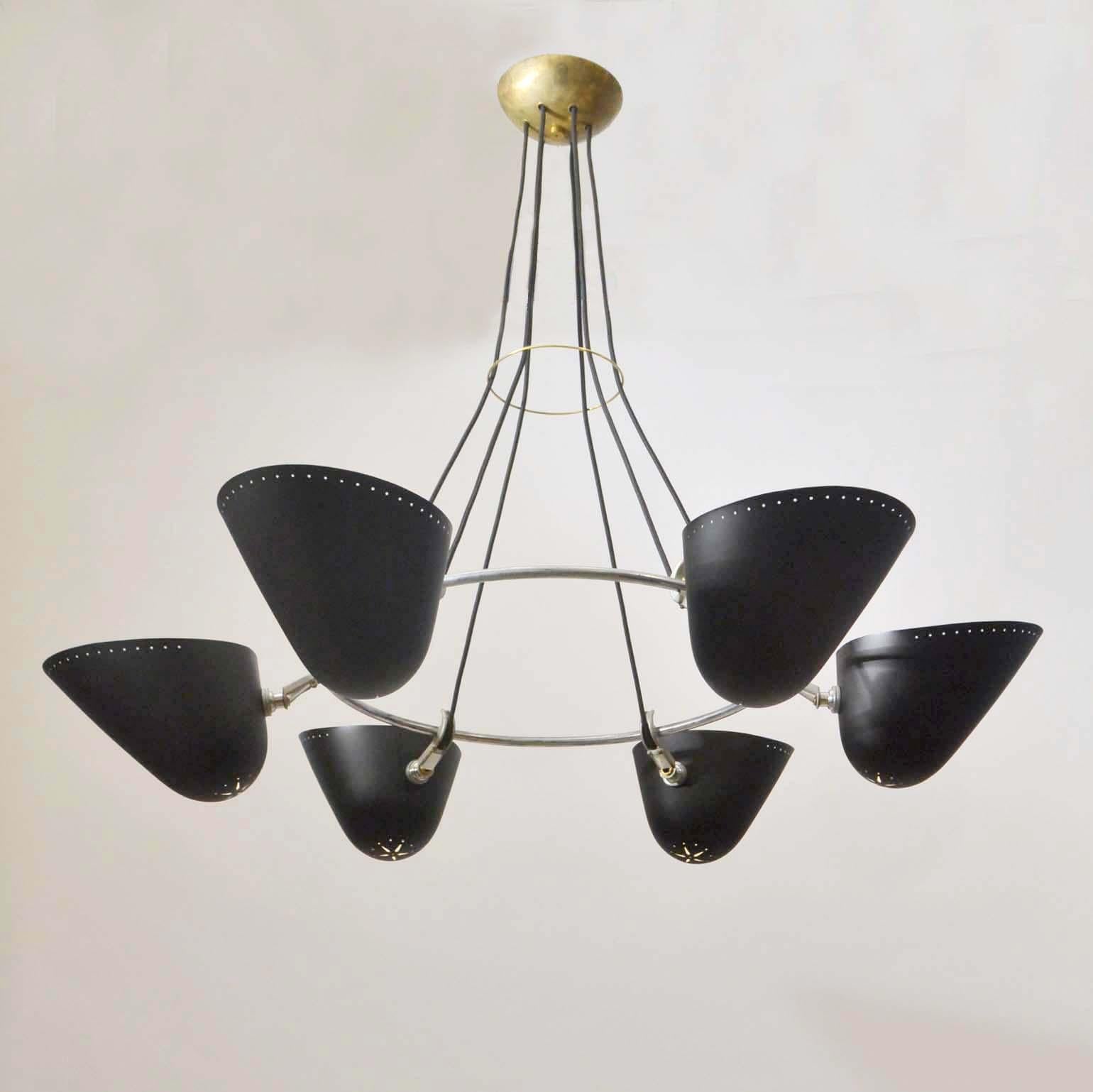Pair of Black Metal Up Light Chandelier’s A.B. Read for Troughton & Young, 1940s 3
