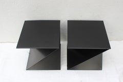Pair of Black Metal Zig-Zag Side Tables