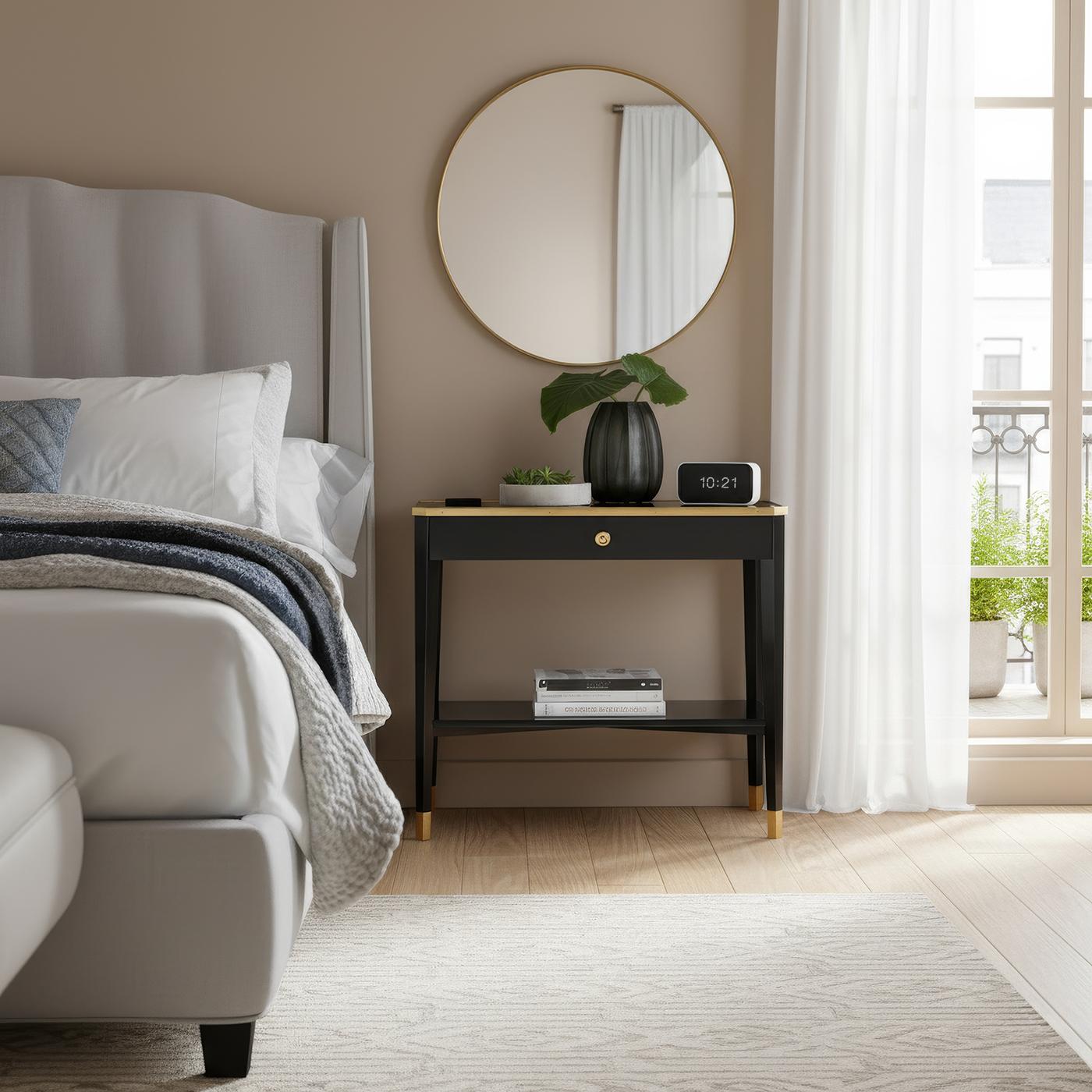 Paire de tables de chevet noires du milieu du siècle dernier Neuf - En vente à Westwood, NJ