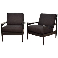 Pair of Black Midcentury Danish Armchairs / Lounge Chairs, circa 1960