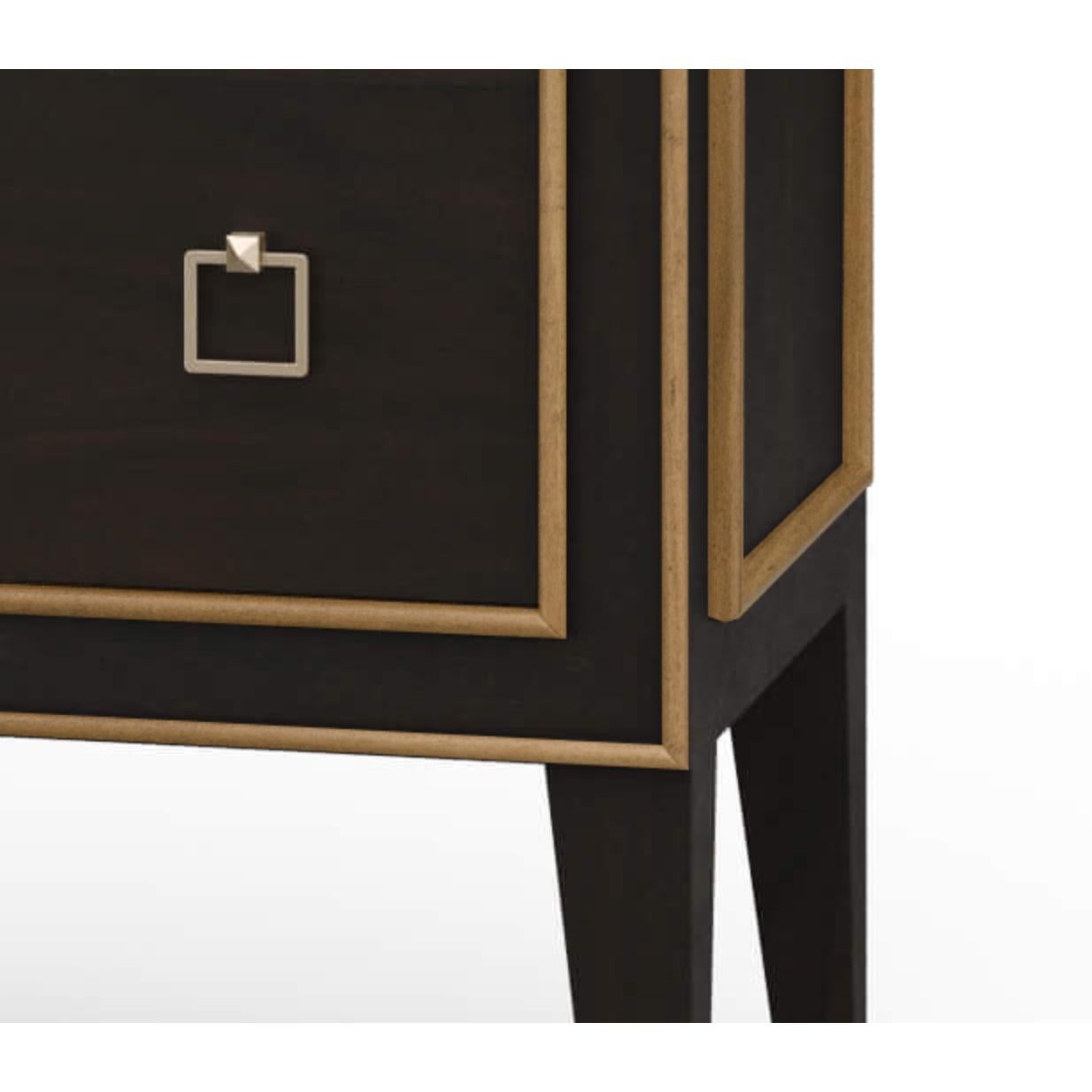 Indonesian Pair of Black Mid Century Modern Nightstands For Sale