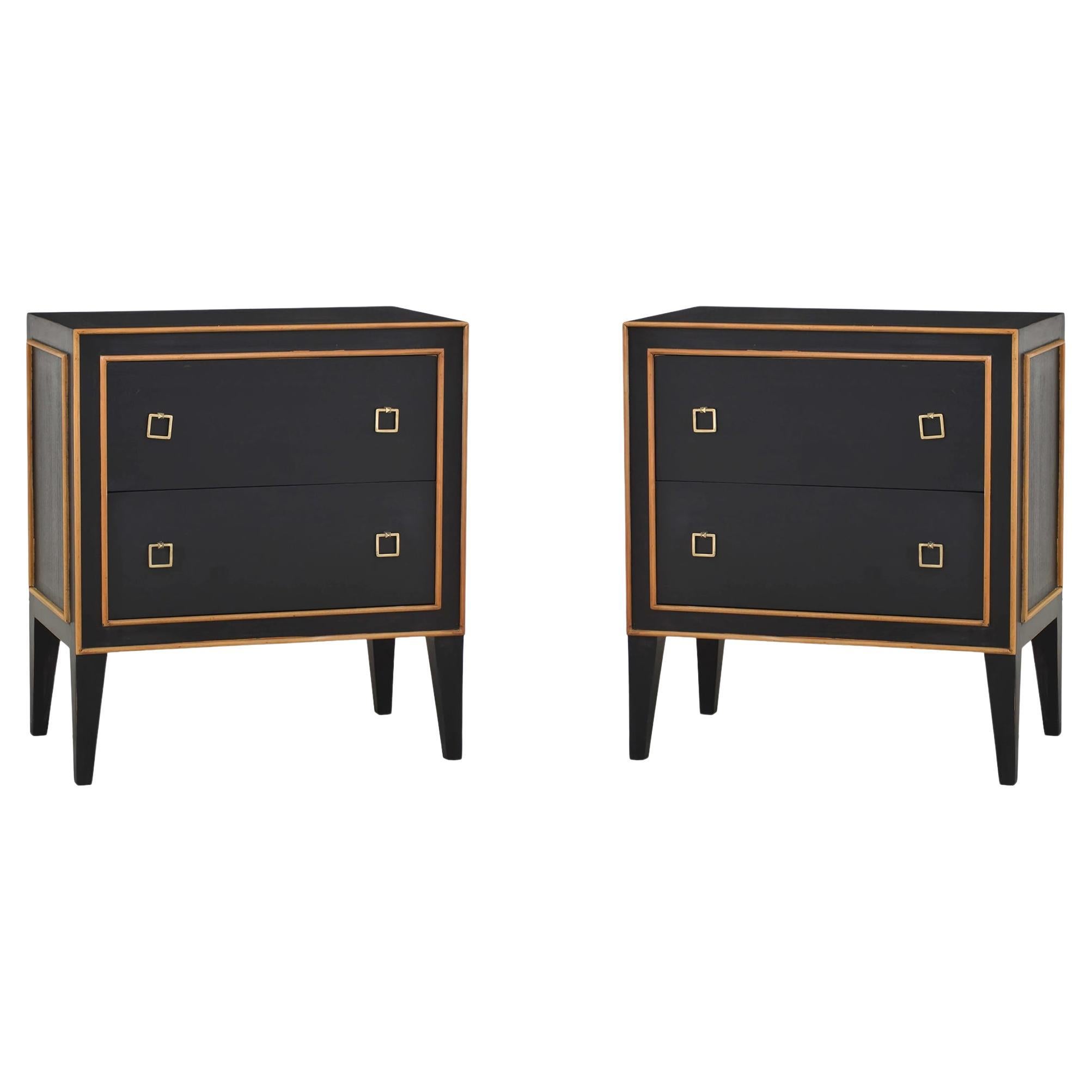 Pair of Black Mid Century Modern Nightstands