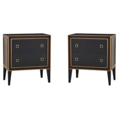 Pair of Black Mid Century Modern Nightstands