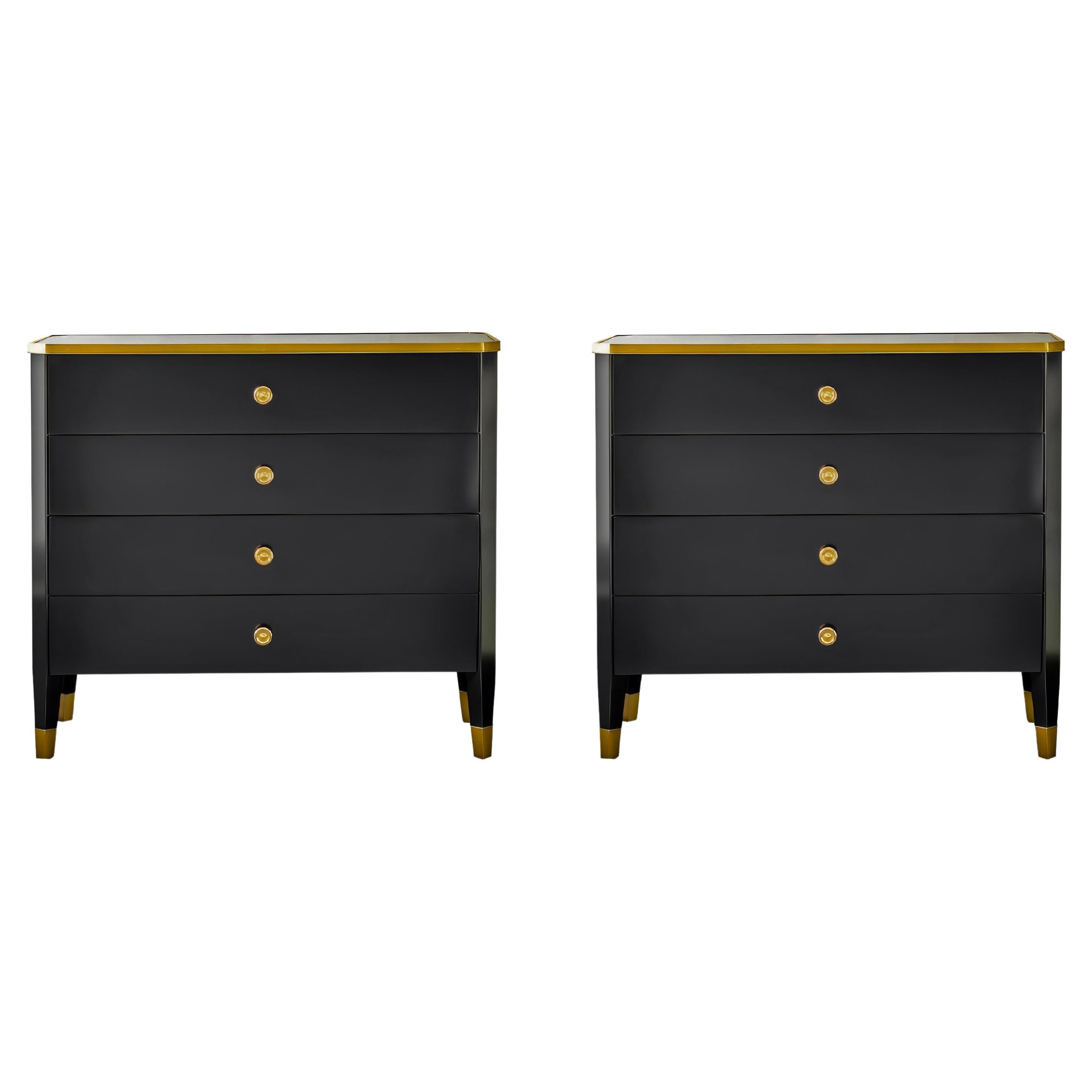 Pair of Black Mid Century Nightstands