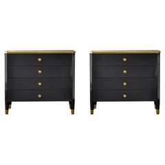 Pair of Black Mid Century Nightstands