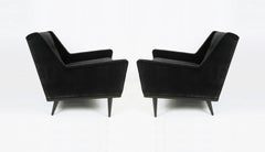 Paire de chaises longues noires Milo Baughman pour James Inc.