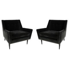 Pair of Black Milo Baughman for James Inc. Lounge Chairs