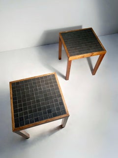 Pair of Black Mosaic Ceramic Tile Tables by Gordon  & Jane Martz