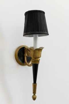 Pair of Black Neo Classical Sconces