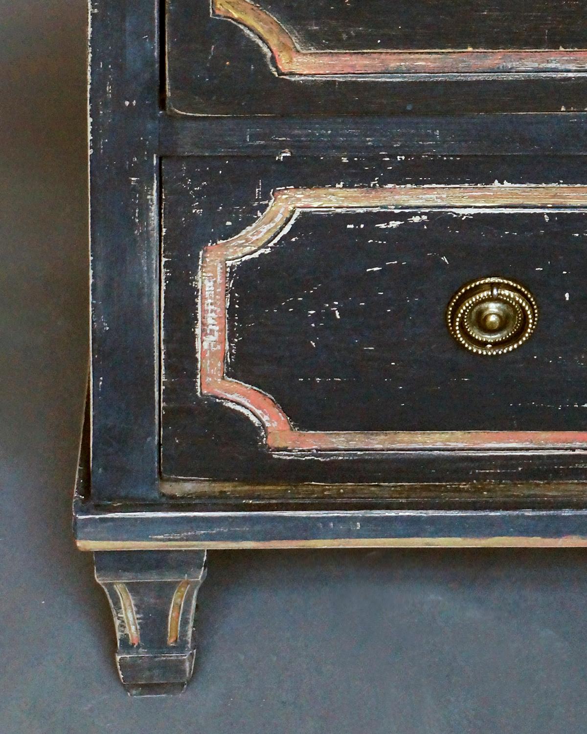 Pair of Black Neoclassical Chests of Drawers 1