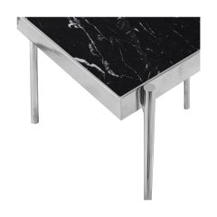 Pair of Black Marble Stainless Steel Side Tables