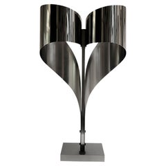 Pair of Black Nickel 70s Space Age Style Ruban Lamps by Maison Charles 