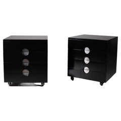 pair of black nightstands designed by Luigi Caccia Dominioni for Azucena, circa