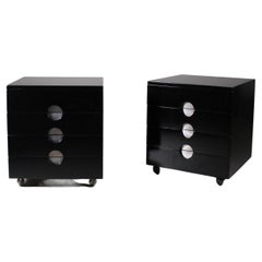 pair of black nightstands designed by Luigi Caccia Dominioni for Azucena, circa 