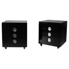 pair of black nightstands designed by Luigi Caccia Dominioni for Azucena, circa 