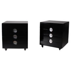 paire de tables de nuit noires, Design/One par Luigi Caccia Dominioni pour Azucena, circa