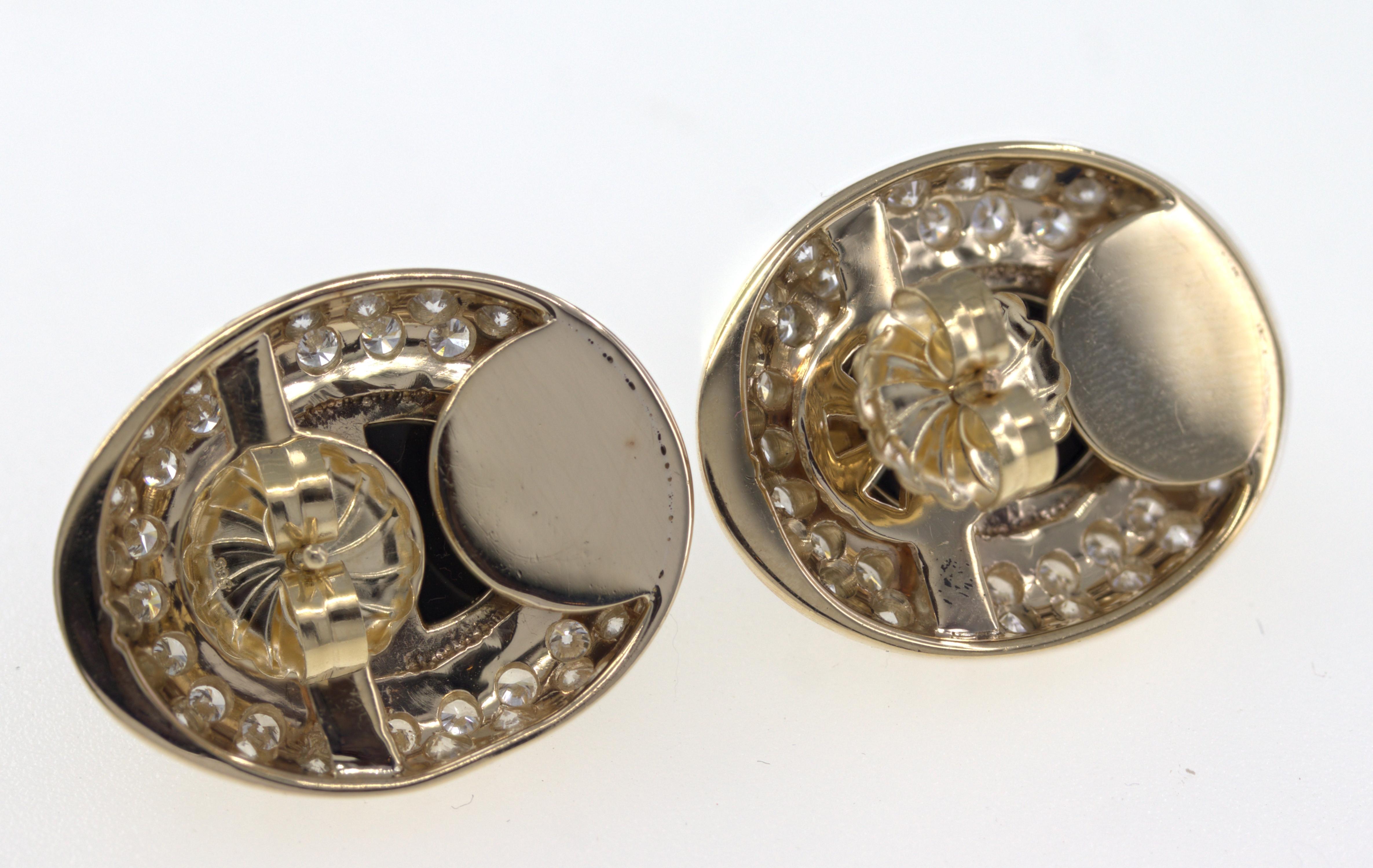Paar Ohrringe aus 14 Karat Gelbgold mit schwarzem Onyx und Diamanten im Angebot 7
