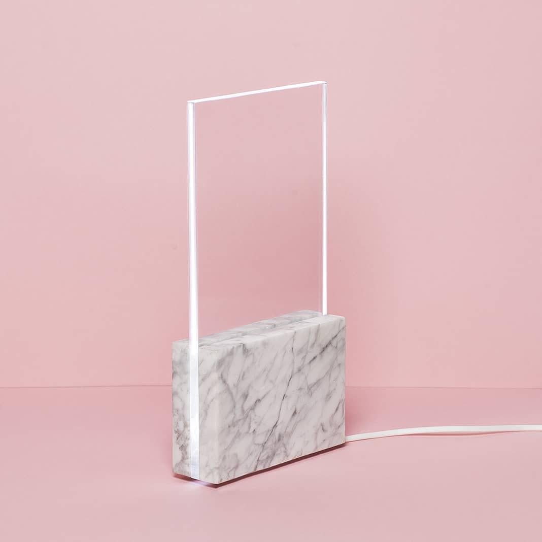 Pair of Black or White Glass & Natural Marble Table Lamps Horizon, Carlos Aucejo For Sale 4
