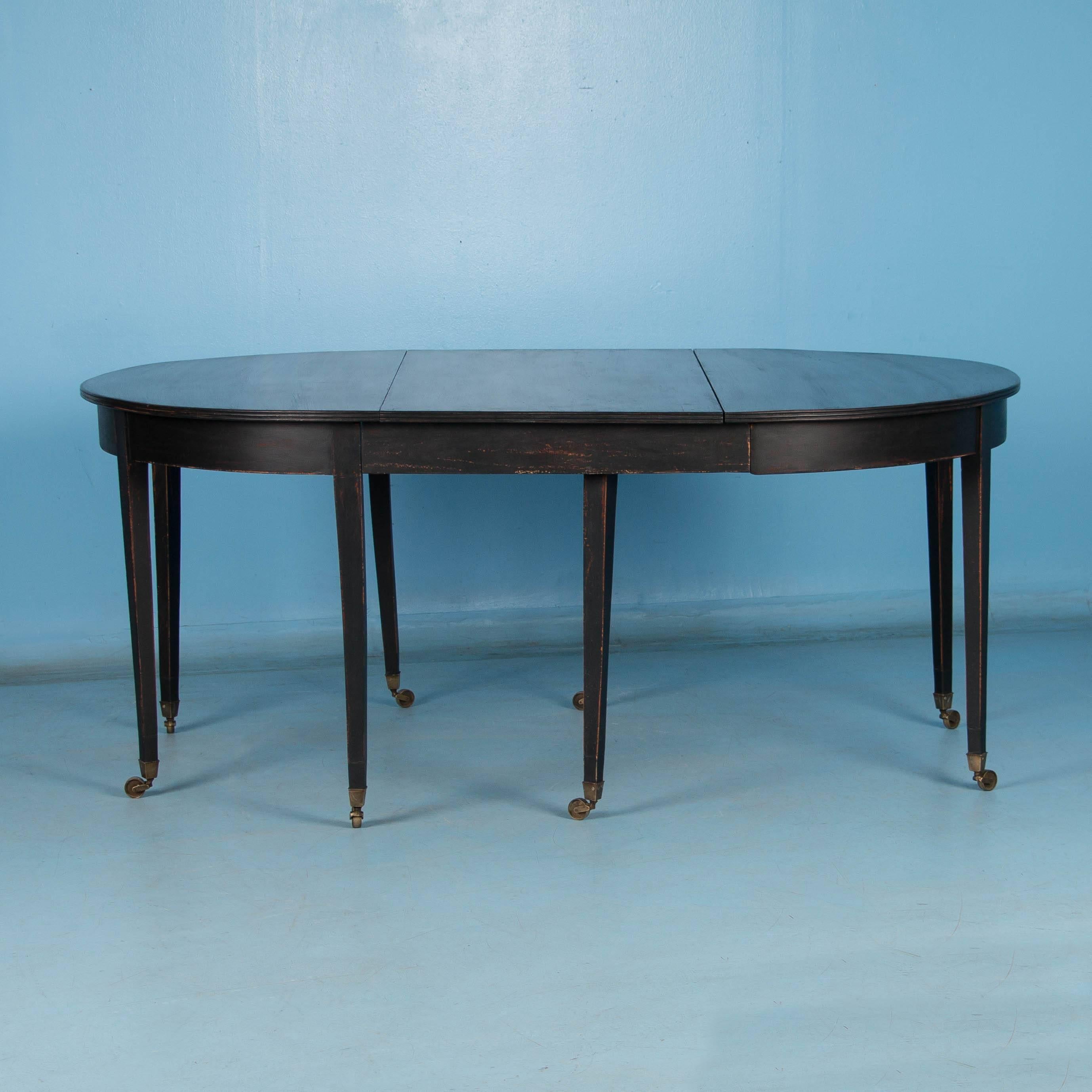 Pair of Black Painted Antique Swedish Demilune Tables In Good Condition In Round Top, TX